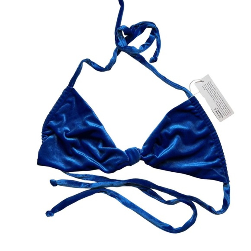 Frankie’s Bikinis Blue Velvet Gabe Top Large New